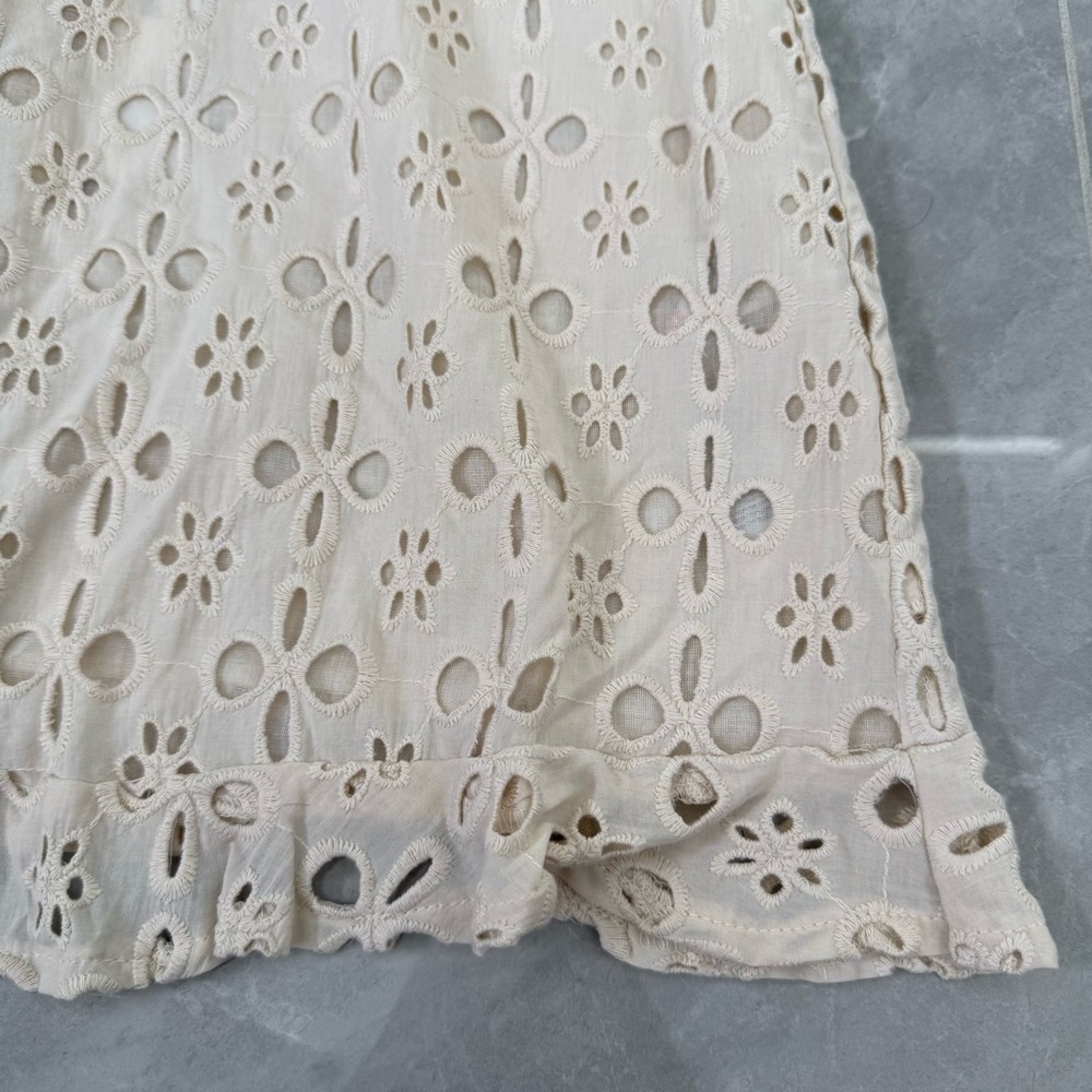 Women’s Nasty Gal Broderie Strappy Frill Hem Eyelet Mini Dress Tie Back Size 12 - Picture 6 of 16
